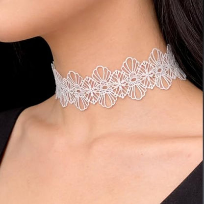 Pink Lace Choker Necklace Set, 10 Pieces - color: White