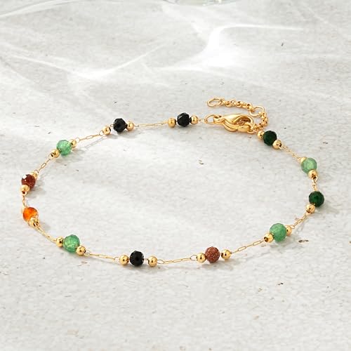WEARON Gold Bracelet for Women 14K Gold Plated Snake Herringbone Figaro Cuban Bead Paperclip Cable Box Chain Simple Jewelry - style: Bohemian