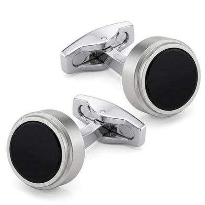 Cufflinks for Men, Stainless Steel Tuxedo Cuff Links Classic | Stainless Steel, 0.5 inch Lead-Free and Nickel-Free, groom Wedding Business Party, Gift for boyfriend Husband father - color: Black