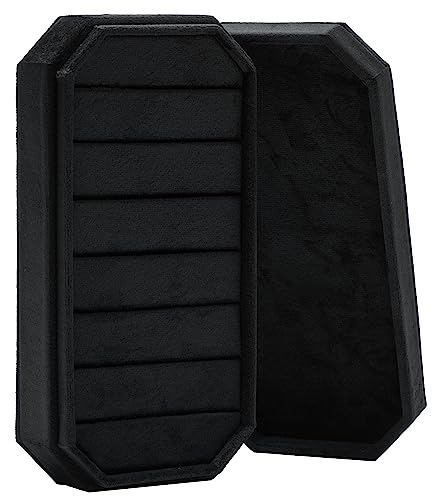Velvet Ring Organizer Display Tray Jewelry Box Earring Holder Case | for Wedding Birthday Christmas Day (Black) - color: Black