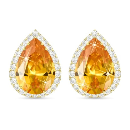 Linawe Women Stud Earrings, Teardrop Diamond Moissanite Cubic Zirconia Earrings Studs Rhinestone Jewelry Gold/Silver/Rose Gold - color: Gold,Nov