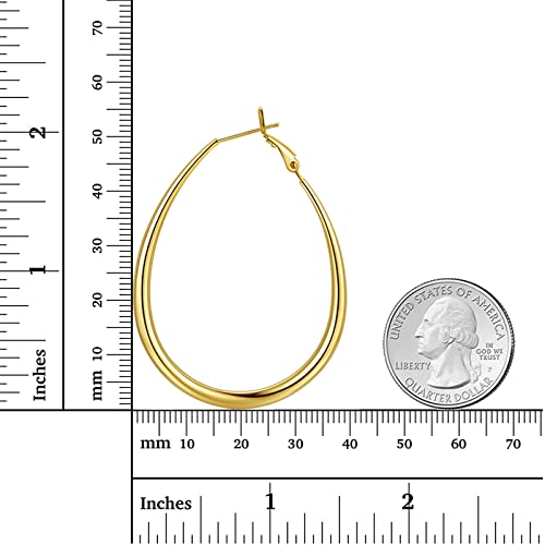 Hoop Earrings for Women, 14K Gold Sterling Silver Chunky Twisted Hoops Earring Hypoallergenic Ear Jewelry - color: Gold-55mm