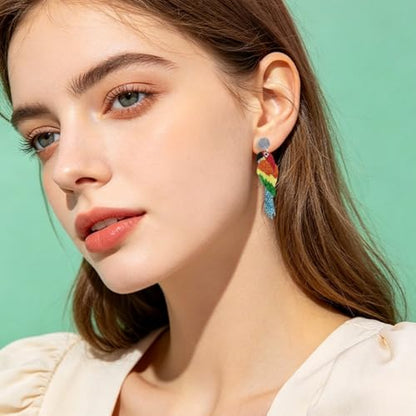 Cute Acrylic Tropical Fish Earrings Creative Parrot Hornbill Drop Dangle Earrings Stylish Animal Statement Earrings Daily Wear Jewelry for Women - color: Parrot