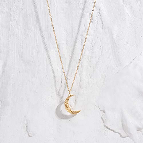 Valloey Rover Gold Necklaces for Women | Dainty 14K Gold/Sterling Silver Plated Cubic Zirconia Star Moon Pendant Necklaces Twist Rope Chain Simple Jewelry for Women - style: CZ-Moon
