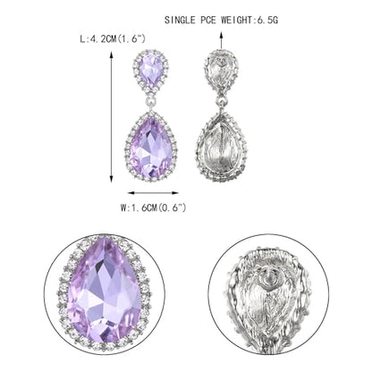 EVER FAITH Women's Austrian Crystal Wedding Tear Drop Dangle Earrings | Bridal Prom Jewelry for Bride Bridesmaid - color: Light Purple