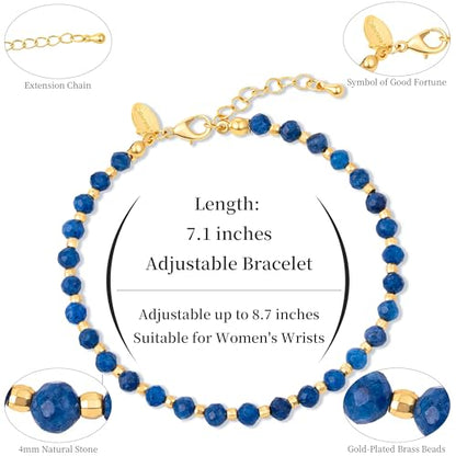Inspirational Gifts Healing Natural Stone Bracelets for Women Anxiety Stress Relief Bracelet Handmade Jewelry for Friends Sister, Christmas Stocking Stuffers Thanksgiving Basket - color: Blue-Calmness