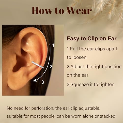 Ear Cuff Earrings for Women 14K Gold Plated Ear Cuffs Non Piercing Clip on Cartilage Earring Trendy Fake Earrings Hypoallergenic Huggie Hoop Clip Cuff Earring Lightweight - color: silver-simple A