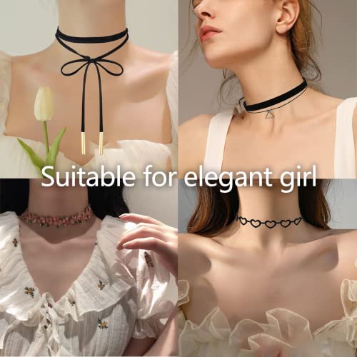 Black Choker Necklace Set Velvet Lace Choker Daisy Gothic Punk Classic Choker - color: 18pcs