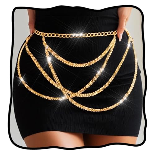 Nicute Gold Waist Chain Layered Belly Chains Fashion Body Chain Accessory for Women