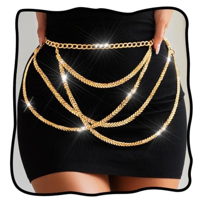 Nicute Gold Waist Chain Layered Belly Chains Fashion Body Chain Accessory for Women