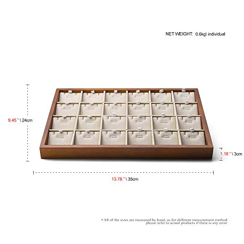 Oirlv Wooden Jewelry Tray,Jewelry Drawer Organizer,Necklace Display Tray | Stackable Design,Keep Necklaces Bracelets Flat and Untangled,Organizing and Presentinge Legantly on Dressers&in Dresser - color: Creamy-white 24 grid necklace/pendant jewelry tray