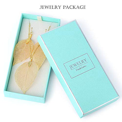 Filigree Long Leaf Pendant Dangle Necklace and Earring Jewelry Set | Beautiful Fashion Delicate Long Leaf Necklace Earrings For Women Trendy Boho - color: A-14K Gold Jewelry Set