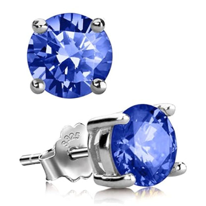 1 Pair Adabele Authentic Sterling Silver Birthstone Stud Earrings 4mm/0.25 Carat Tiny Cubic Zirconia Imitation Diamond Gemstone Hypoallergenic Nickel Free Tarnish Resistant Women Men Jewelry - color: September