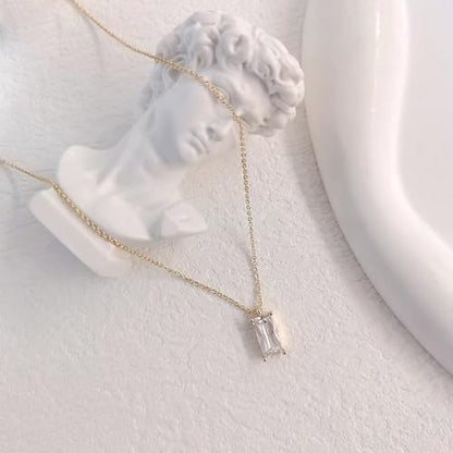 Zeffy Diamond Necklaces for Women, Dainty Gold Necklace 18k Gold Plated Layered Necklaces Simple Gold CZ Diamond Pendant Necklaces for Women Trendy Jewelry Gifts for Girls - color: Gold Birthstone Diamond Necklace