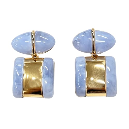 Vintage Geometric Resin Statement Dangle Earrings for Women Gold-Toned Lightweight Multi-Colors Oval Square Charms Drop Dangling Earring Retro Holiday Y2K Party Accessories Jewelry - color: Light Blue