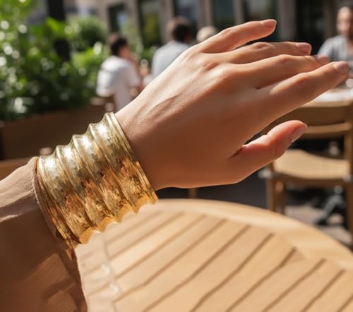 Touchstone Indian Bollywood Handcrafted Slip In Easy To Wear Stylish Wrist Enhancer Designer Broad Jewelry Cuff Bracelet For Women and Men. - style: Broad Cuff
