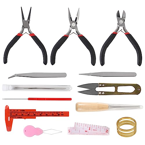 D-FLIFE 19pcs Jewelry Making Tools Kit with Zipper Storage Case for Jewelry Crafting and Jewelry Repair (19pcs) - color: 19pcs