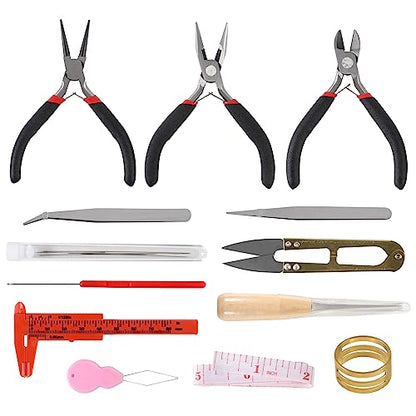 D-FLIFE 19pcs Jewelry Making Tools Kit with Zipper Storage Case for Jewelry Crafting and Jewelry Repair (19pcs) - color: 19pcs