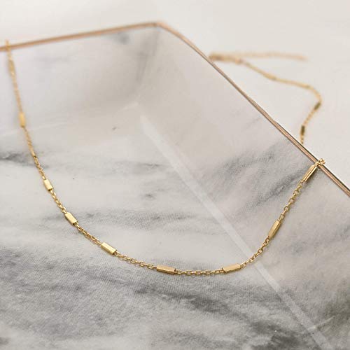 Annika Bella Choker Necklace, Gold Chain for Women, Length 13-16 Inches, Minimalist Necklaces for Women, Lace/Link/Tubes/Dotted Chain Chokers. - style: Tubes Chain