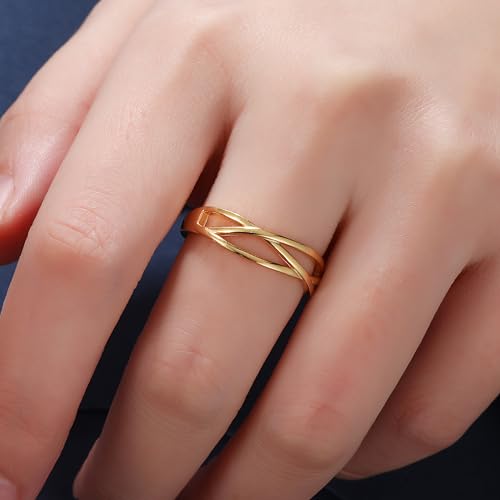 OOOPEL Sterling Silver Adjustable Ring S925 Silver Rings for Women Cubic Zirconia Twist Love Knot Dainty Ring Silver Minimalist Open Finger Rings Silver Thumb Sterling Silver Ring - color: Gold,Celtic Knot