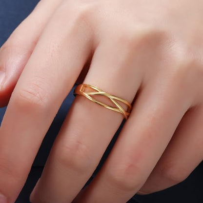 OOOPEL Sterling Silver Adjustable Ring S925 Silver Rings for Women Cubic Zirconia Twist Love Knot Dainty Ring Silver Minimalist Open Finger Rings Silver Thumb Sterling Silver Ring - color: Gold,Celtic Knot