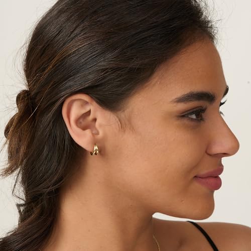 LLWOM Gold Huggie Earrings for Women-14k Gold/Silver/Rose/Black Plated Heart Hoop Earrings Hypoallergenic Lightweight Hoops Gifts - style: Split