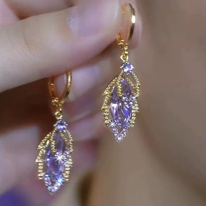 Crystal Teardrop Earrings Long Dangle Trendy Earrings for Women Gold Jewelry Gift