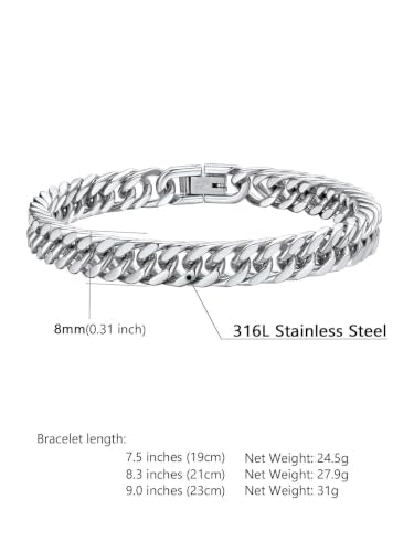 Supcare Unique Anniversary Birthday Valentines Fathers Day Stainless Steel Cuban Link Bracelets for Men Him, To My Man Dad Husband Love Always Remember Wrist Chain Bracelet Jewelry Gifts - color: A-Steel 01 To My Son, size: 7.5 Inches-8mm Width