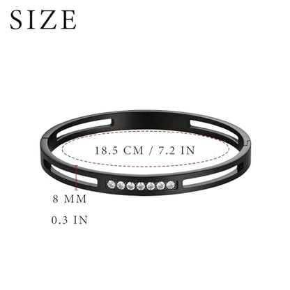 MILAKOO 6/8mm Gold/Silver Color Bangle Hollow Stainless Steel with Rhinestone Bracelets - color: Black, size: 8mm
