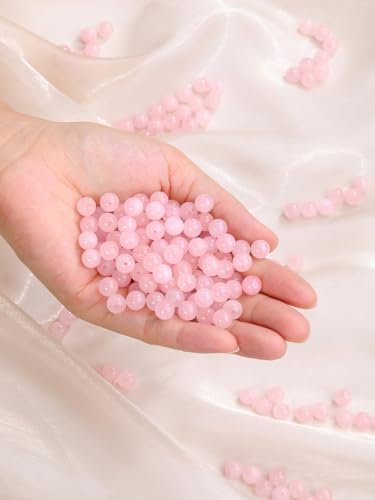 Jovivi 96pcs 8mm Pink Round Rose Quartz Stone Beads for Jewelry Making | Energy Healing Crystals Polished Semi Precious Gemstone,Genuine Real Stone Beads for Bracelet Necklace - color: Rose Quartz