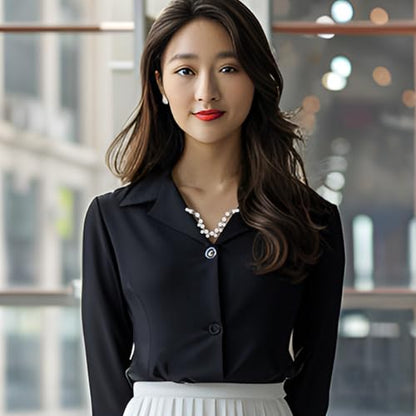 Elegant Vintage Pearl Cardigan Collar Clips for Women No Fastener Design Alloy Sweater Clips for Autumn and Winter Fashion