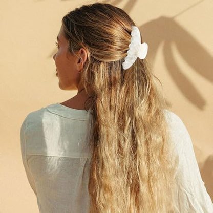 MAORULU Large Cute Claw Clip for Women, 4'', Pearl White | Acetate Hair Clips For Thick Thin Curly Long Hair, Non-slip Jaw Clip, Strong Hold, Stylish French Design - color: Pearl White