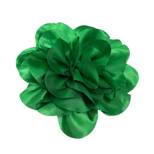 Satin Fabric Rose Flower Extra Large Big Brooches Lapel Pins Silk Camellia Oversized Pin for Women Wedding Party Dance Banquet Dresses Suit Clothes Accessories Jewelry Gifts 7.5in - color: Green