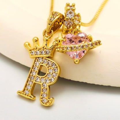 18K Gold & Silver Plated Initial Necklaces for Women - color: R-Gold
