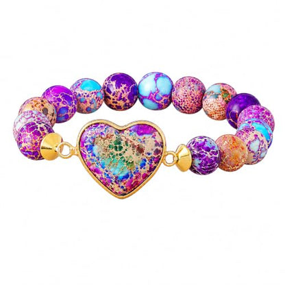 Women Wrap Bracelet Boho Natural Jasper Crystal Stone Beads Strand Bracelets - color: Style 01-Imperial Jasper