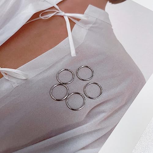 5Pcs Stainless Steel 16G 18G Sleeper Hoop Earrings for Women Men Septum Hinged Clicker Nose Lip Ring Helix Daith Cartilage Tragus Piercings Tiny Small Huggie Hoops Hypoallergenic Sensitive Ears Jewelry - style: 10mm in silver 18G