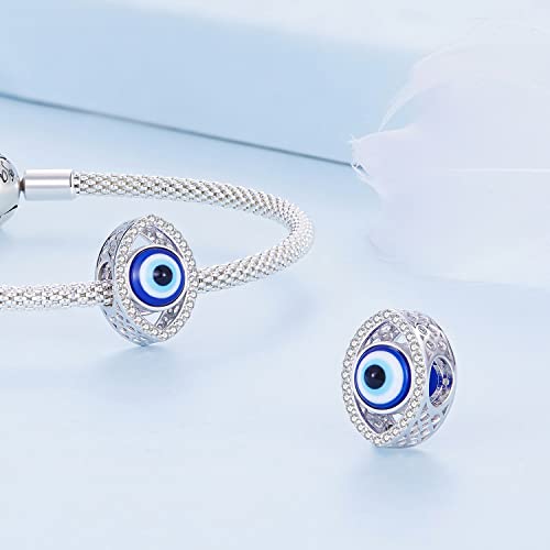 925 Sterling Silver Charms for Bracelet Jewelry Gifts for Women - color: Evil eyes
