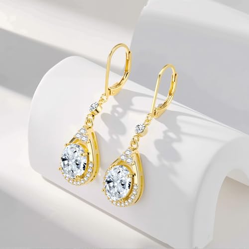 Silver Dangle Double Hoop Earrings For Women Paperclip Link Earring | Drop Small Silver Earrings Square Huggie Paperclip Dangly Hoop Silver Hoops Earrings Jewelry - color: Gold TearDrop