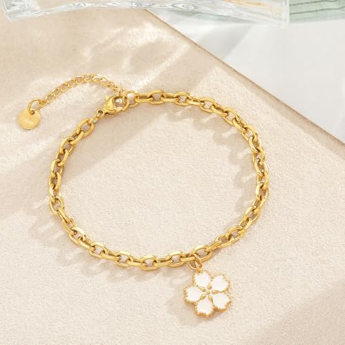 10 PCS Bracelets for Women Stainless Steel Chain Link Bracelet Set | 6.7 Inches with Extender, Jewelry Gifts for DIY, Chains Bulk, Oval, Curb, Figaro Chains, 18K Gold Plated, Silver, Chunky - color: Curb Gold