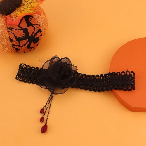 Todenb Gothic Choker Witch Necklace for Women Lace Vampire Collar Necklace Y2K Goth Black Zirconia Pendant Necklaces Halloween Dark Bridal Vampire Witch Party Jewelry Accessories - style: Style-D