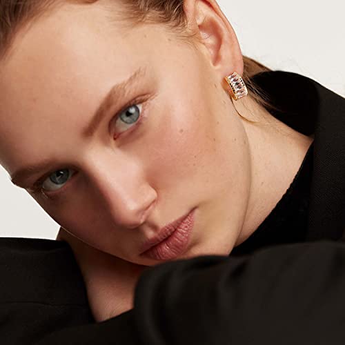 Huggie Hoop Earrings 14K Gold Plated Cubic Zirconia Dainty Simple Cute Beads Elegant CZ Circle Small Hoop Earring for Women Minimalist Handmade Hypoallergenic Jewelry - color: CZ-T