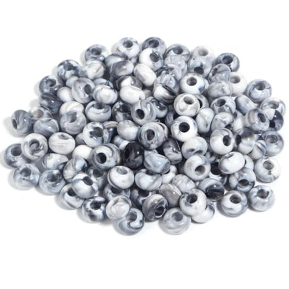 150PCS 14x8mm Black White Swirl Acrylic European Large Hole Rondelle Spacer Beads with Storage Box, Loose Beads for Bracelet Necklace Earring Hair DIY Jewelry Making - color: Black White Swirl