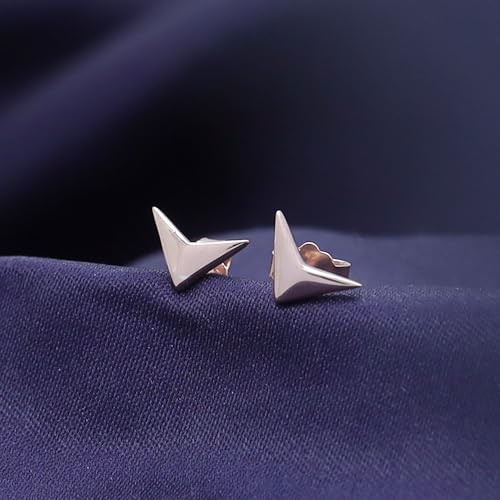 AFFY 14K Gold Plated 925 Sterling Silver Plain Minimalist dainty Stud Earrings Jewelry For Her Women Birthday Gift - color: Triangle
