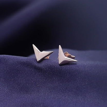 AFFY 14K Gold Plated 925 Sterling Silver Plain Minimalist dainty Stud Earrings Jewelry For Her Women Birthday Gift - color: Triangle