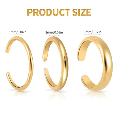 Mikovivi 3pcs Adjustable Toe Rings, Thin Open Band Toe Rings Elegant Summer Beach Foot Jewellery for Woman - color: Gold