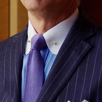 3PCS Men's Classic Brass Shirt Collar Bar Tie Pins Set for Wedding Business with Gift Box - color: Frustum Head