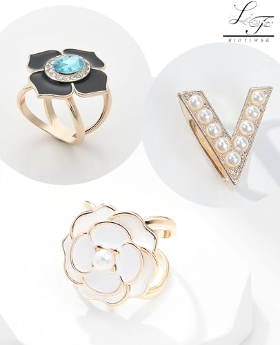 Scarf Rings Buckle And Slides For Women Scarves Pin Tshirt Ties Clip For The Side 3CP - color: V-shaped pearl silk scarf buckle