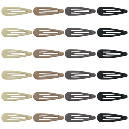 24pcs Snap Hair Clips, 2'' Matte Hair Clip, Nonslip Hairpin Accessories for Women Girls, Metal Barrettes, Neutral Color - color: 2'' Matte Neutral