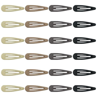 24pcs Snap Hair Clips, 2'' Matte Hair Clip, Nonslip Hairpin Accessories for Women Girls, Metal Barrettes, Neutral Color - color: 2'' Matte Neutral