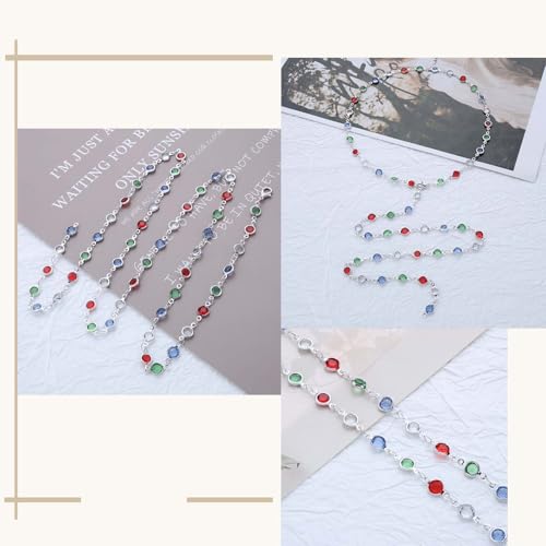 Colorful Rhinestone Y Chain Necklace Gold Long Crystal Y Lariat Necklace Rainbow Rhinestone Choker Necklaces Sparkly Long CZ Drop Chain Jewelry for Women - color: Silver